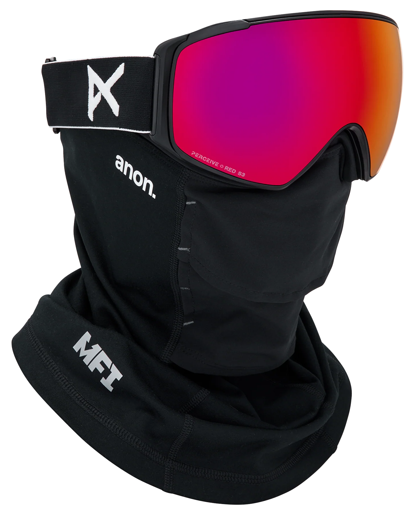 Anon M4S (Toric) Snow Goggles + Bonus Lens + MFI® Face Mask - Black/Perceive Sunny Red - Image 5
