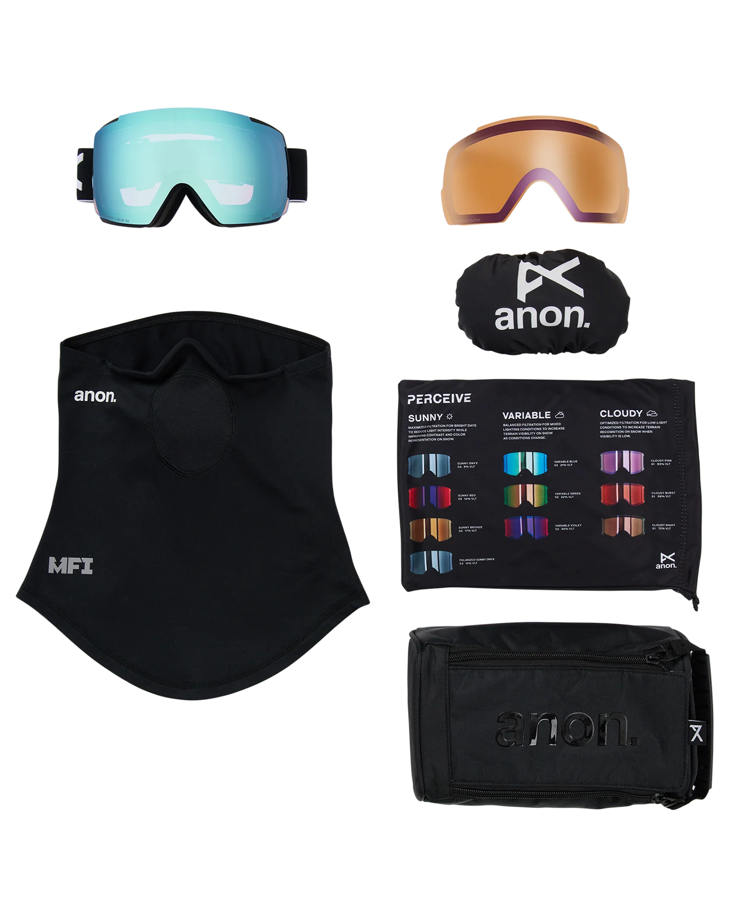 Anon M5 Snow Goggles + Bonus Lens + MFI® Face Mask - Black/Perceive Variable Blue - Image 6