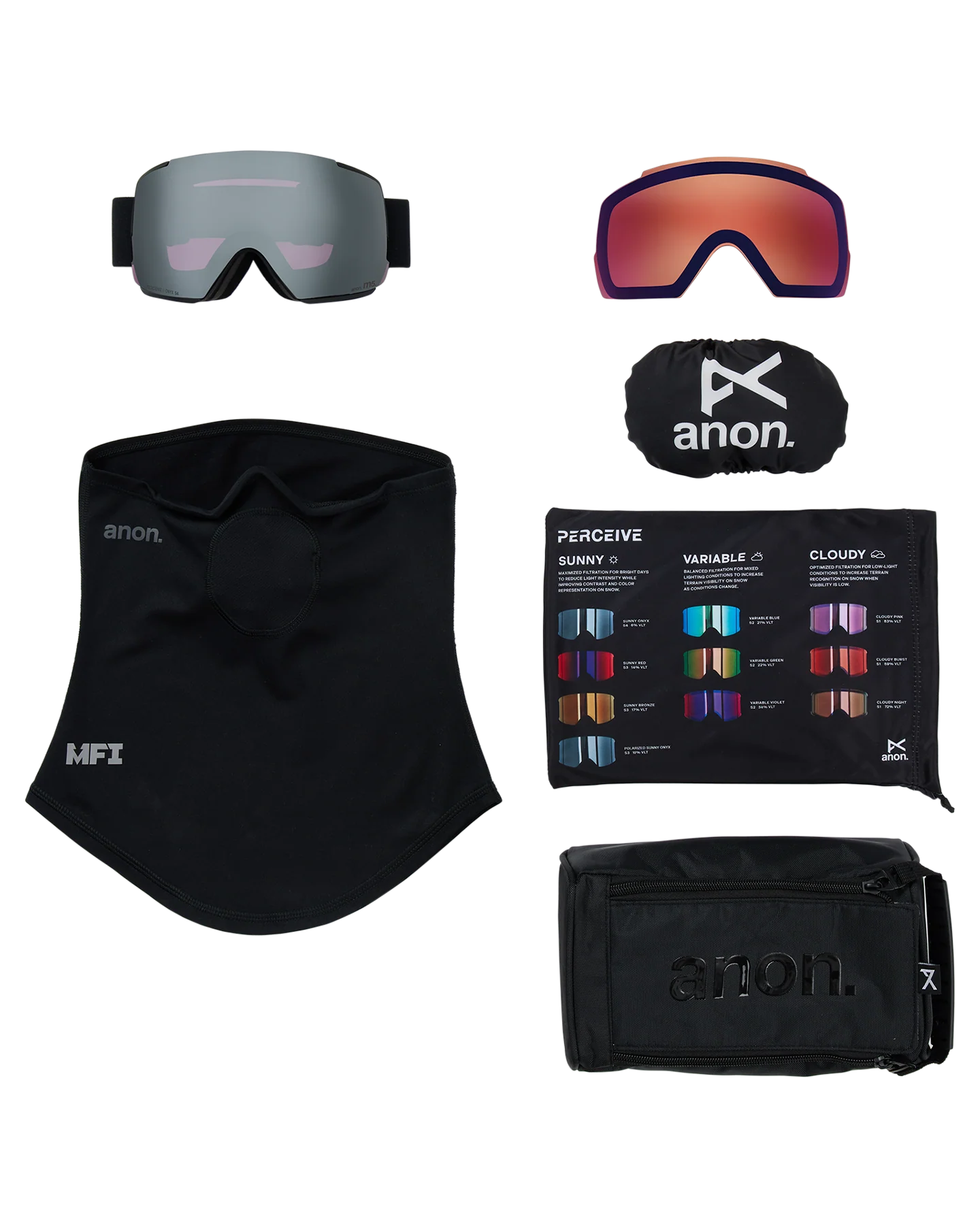 Anon M5 Snow Goggles + Bonus Lens + MFI® Face Mask - Smoke/Perceive Sunny Onyx - Image 6