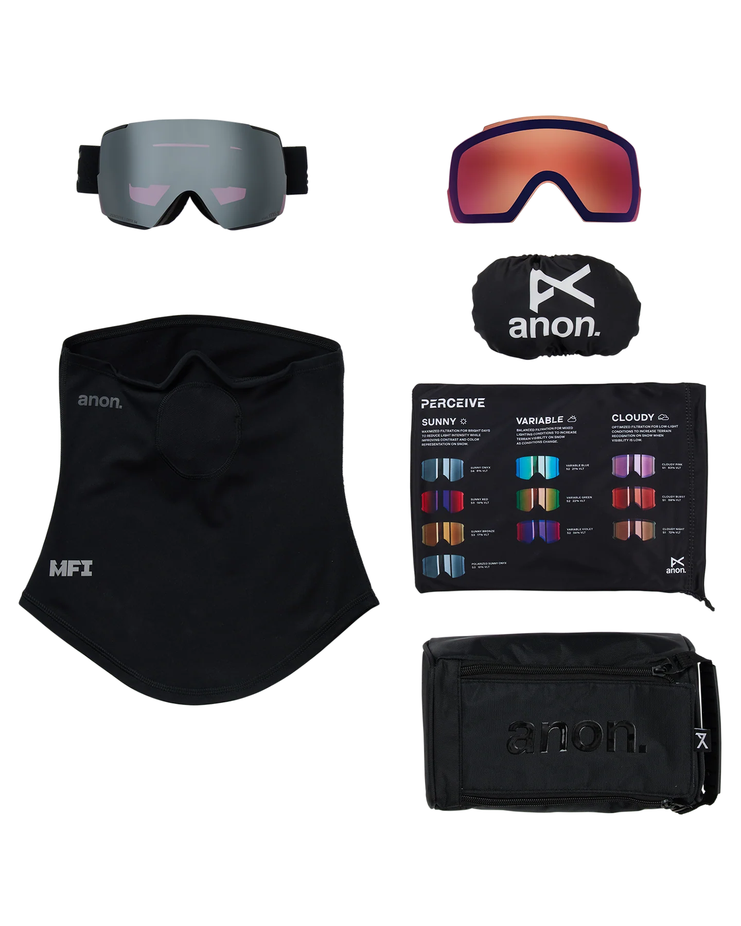 Anon M5S Snow Goggles + Bonus Lens + MFI® Face Mask - Smoke/Perceive Sunny Onyx - Image 6
