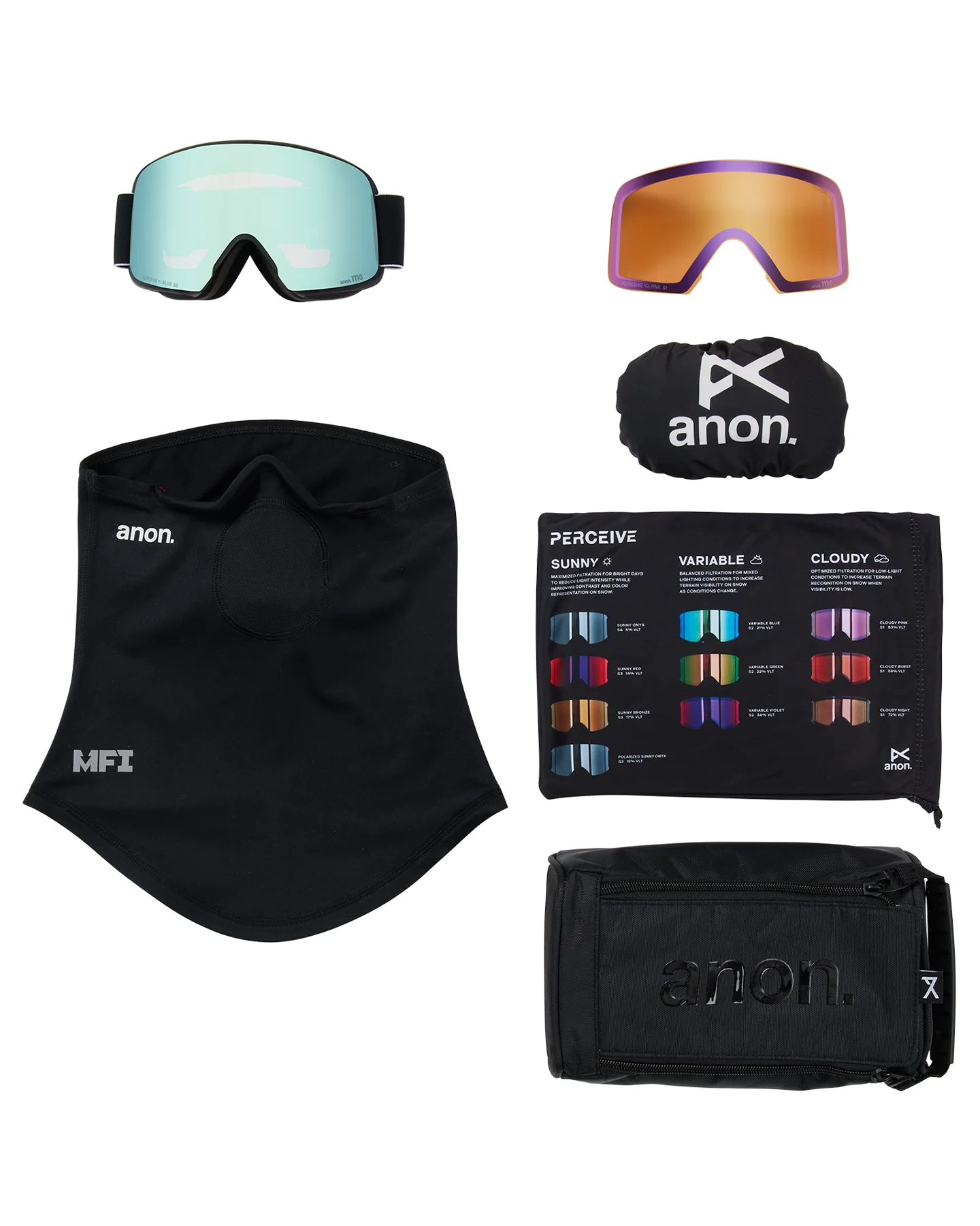 Anon M6 Snow Goggles + Bonus Lens + MFI® Face Mask - Black/Perceive Variable Blue - Image 6