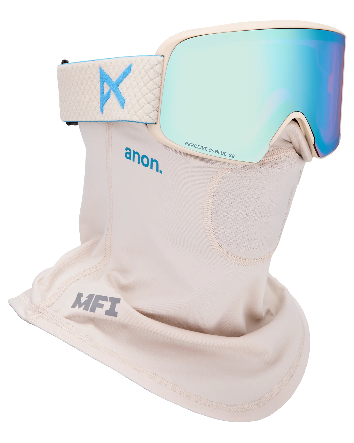 Anon M6S Snow Goggles + Bonus Lens + MFI® Face Mask - Oat/Perceive Variable Blue - Image 5