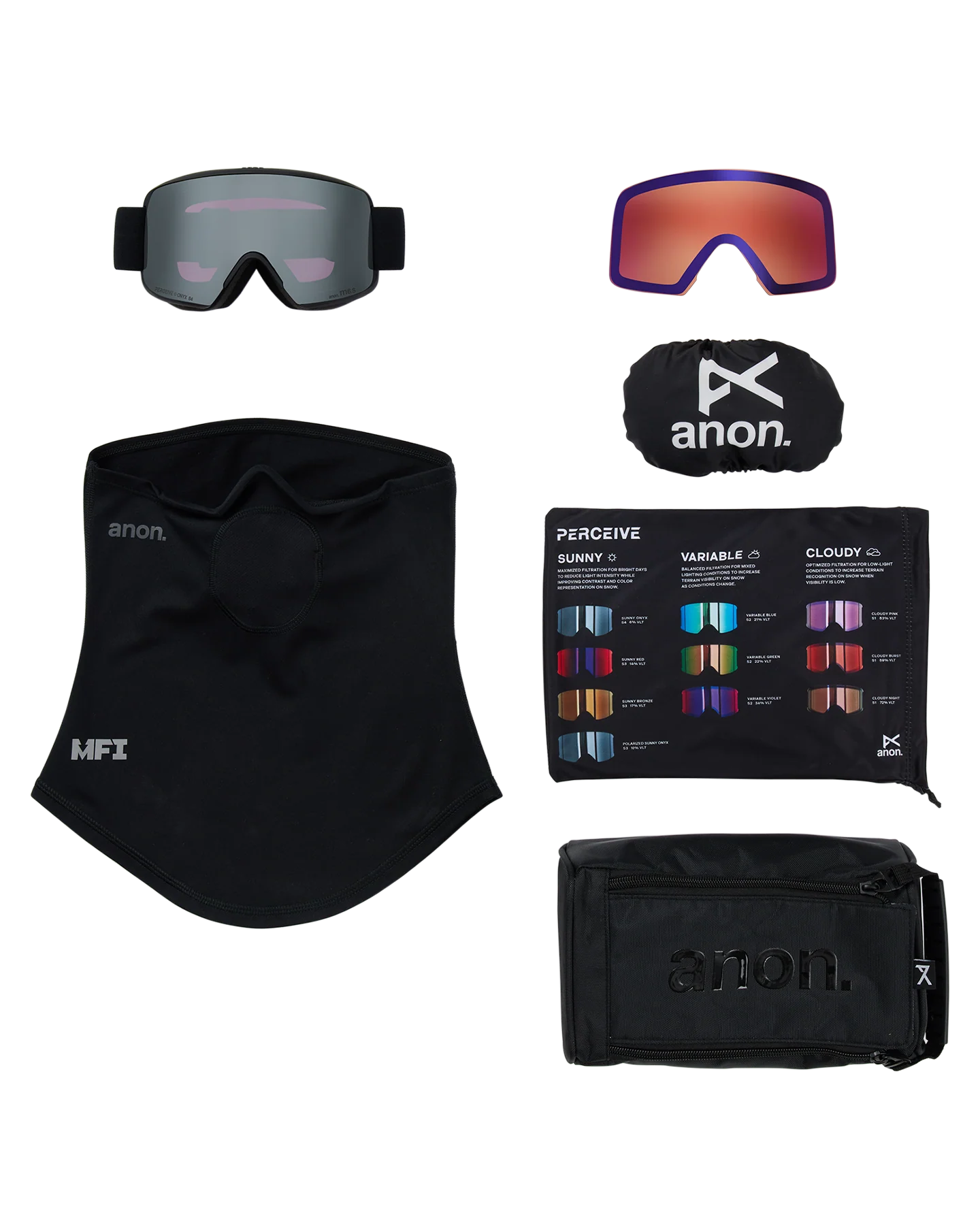 Anon M6S Snow Goggles + Bonus Lens + MFI® Face Mask - Smoke/Perceive Sunny Onyx - Image 6