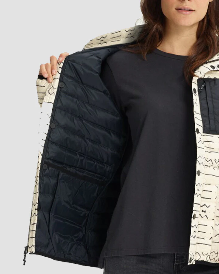 Burton Evergreen Women's Insulated Collar Down Snow Jacket - Canvas Bogolanfini / True Black - Image 3