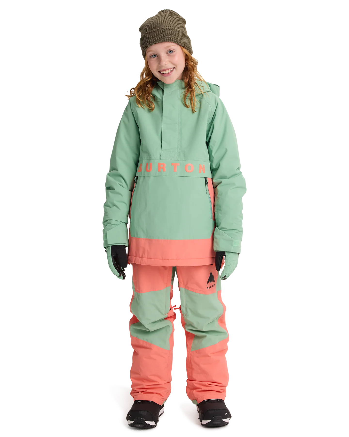 Burton Kids' Frostner 2L Anorak Snow Jacket - Soft Sage/Peach Echo - Image 3