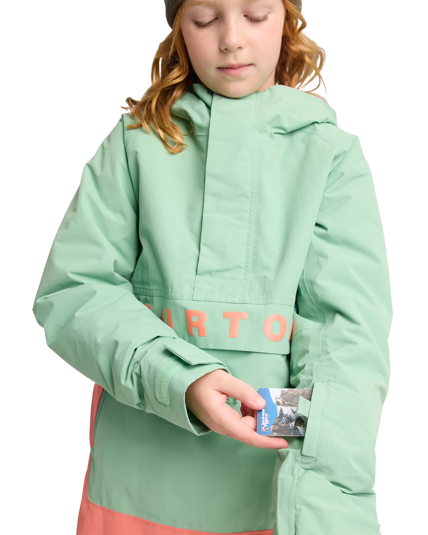 Burton Kids' Frostner 2L Anorak Snow Jacket - Soft Sage/Peach Echo - Image 6