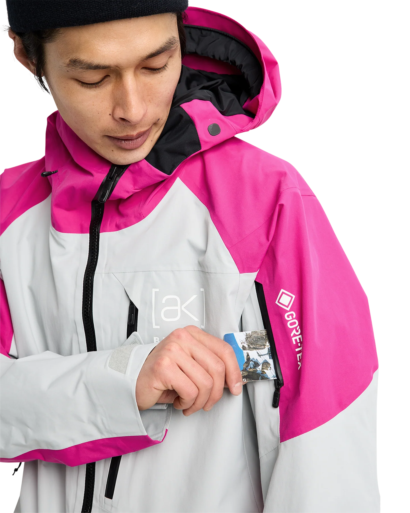 Burton Men's [ak]® Cyclic Gore‑Tex 2L Snow Jacket - Very Berry/Gray Cloud - Image 8