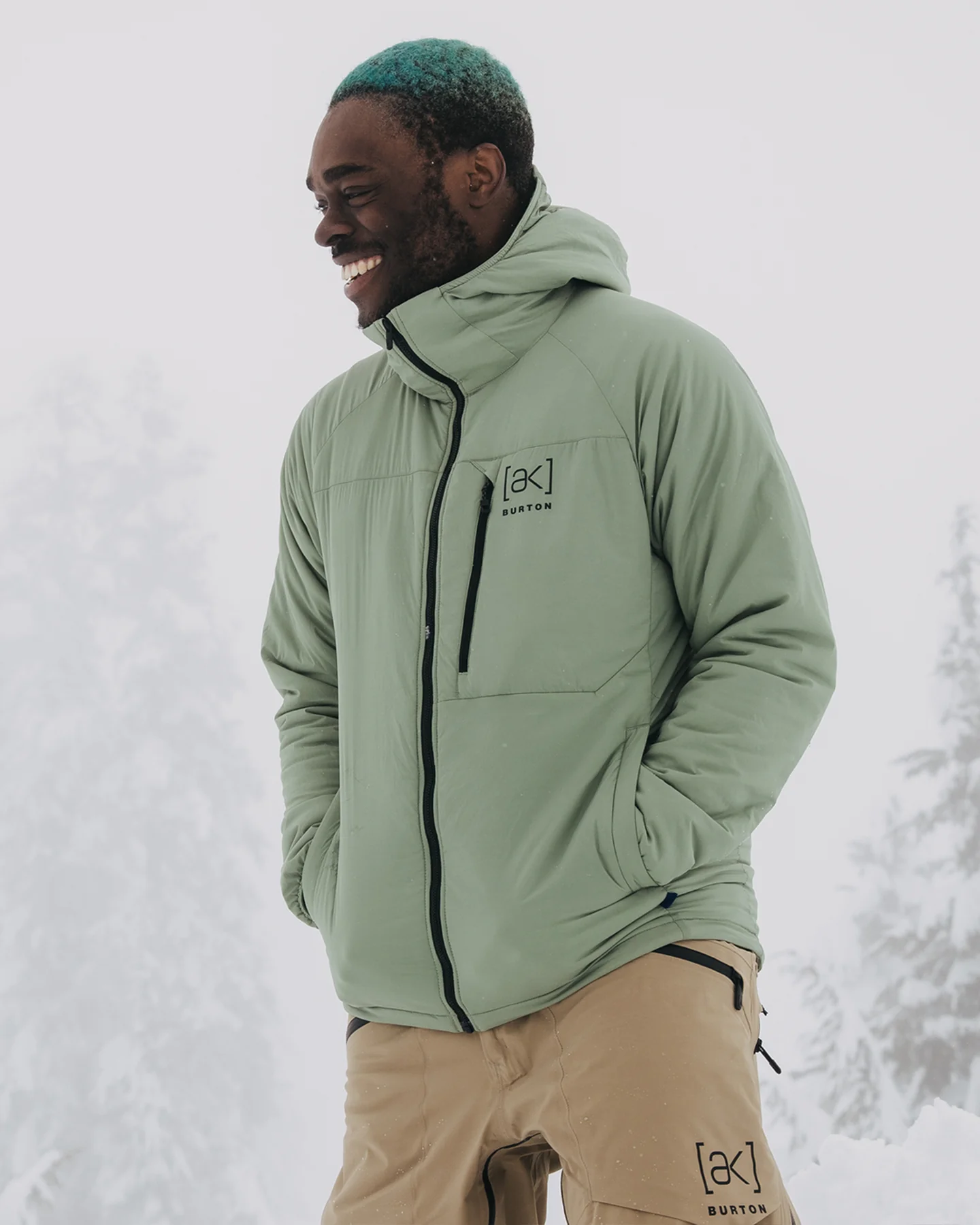 Burton Men's [ak]® Helium Hooded Stretch Insulated Jacket - Hedge Green - Image 3