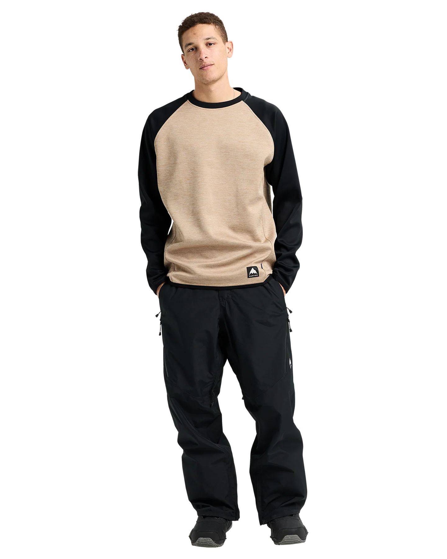 Burton Men's Crown Weatherproof Crewneck Fleece - Summit Taupe Heather/True Black - Image 2