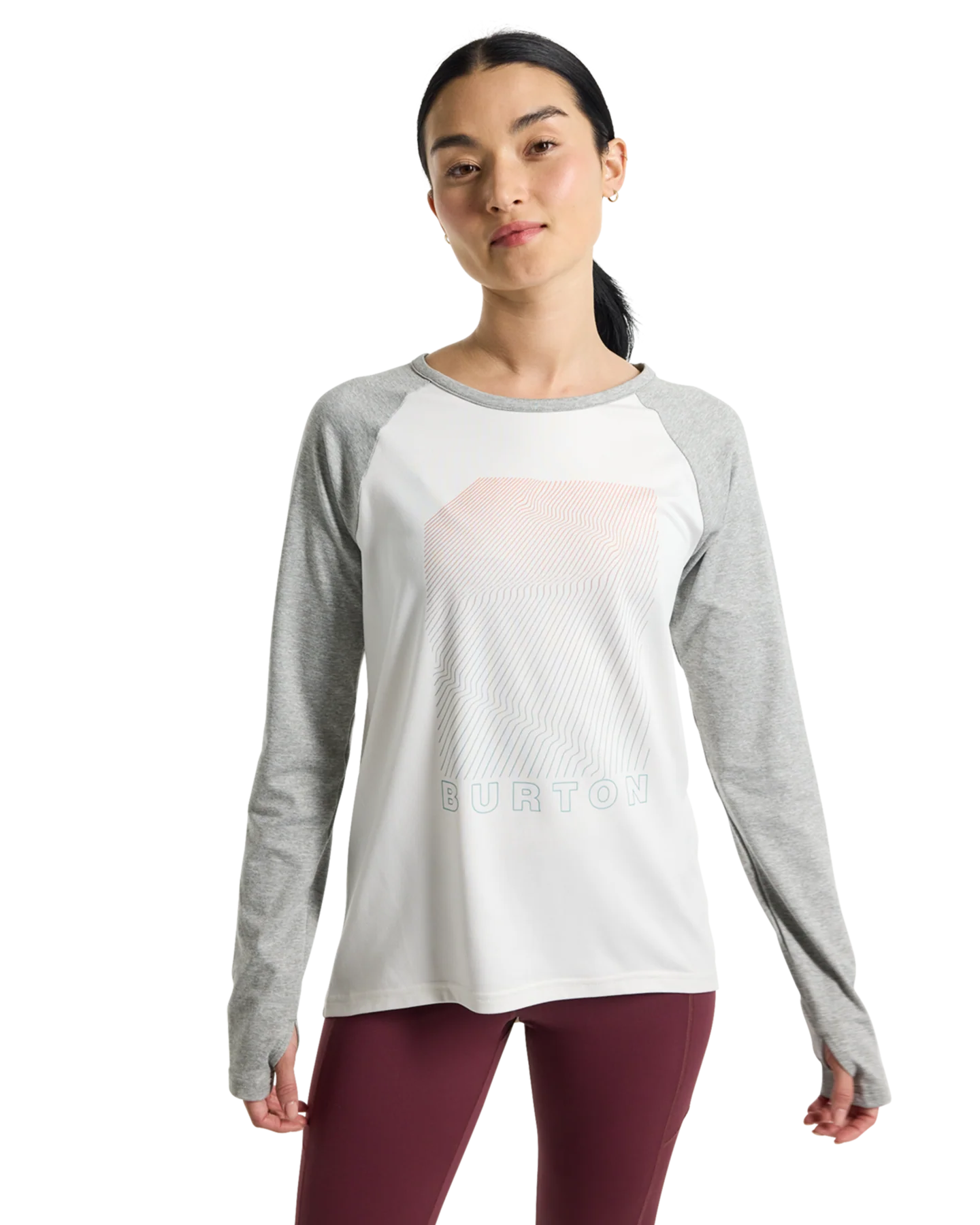 Burton Women's Burton Roadie Base Layer Tech T-Shirt - Stout White/Gray Heather - Image 2