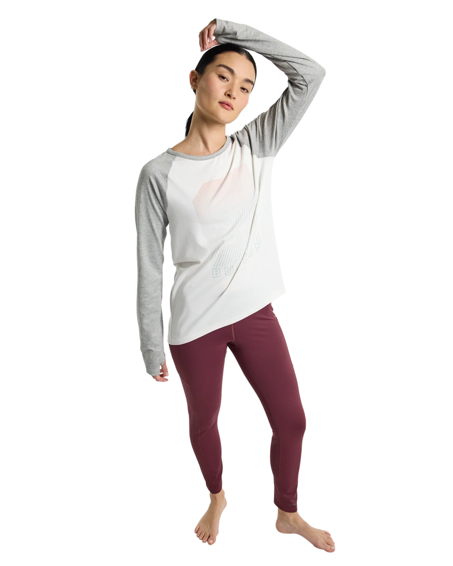 Burton Women's Burton Roadie Base Layer Tech T-Shirt - Stout White/Gray Heather - Image 4
