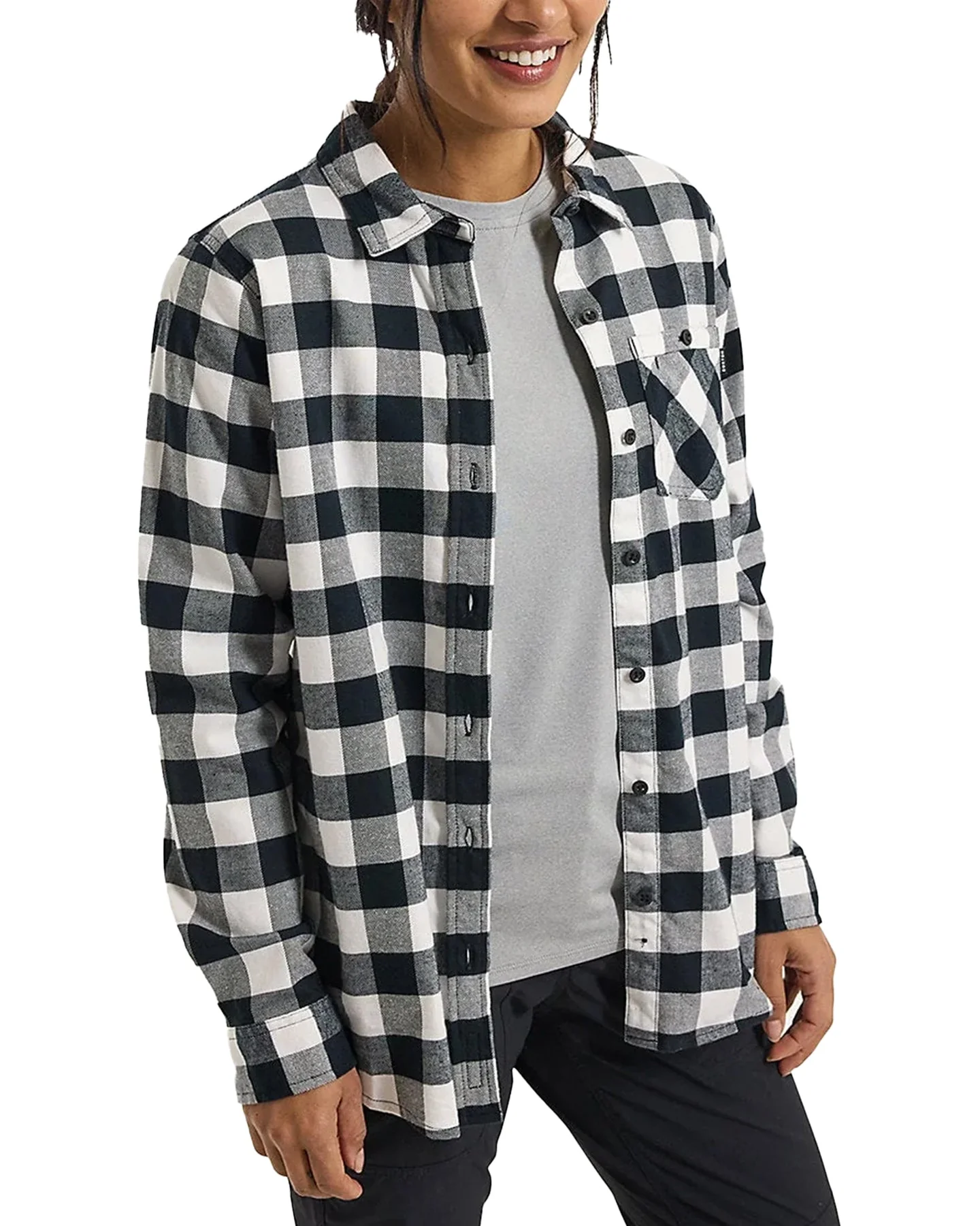 Burton Women's Favorite Long Sleeve Flannel - Stout White Buffalo Plaid - Image 2