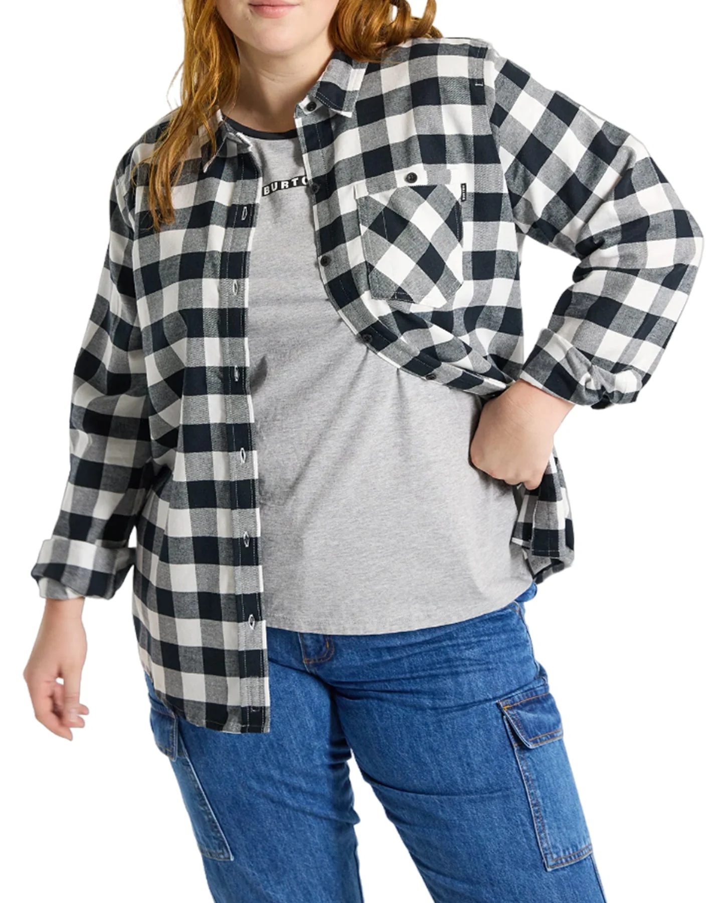 Burton Women's Favorite Long Sleeve Flannel - Stout White Buffalo Plaid - Image 4