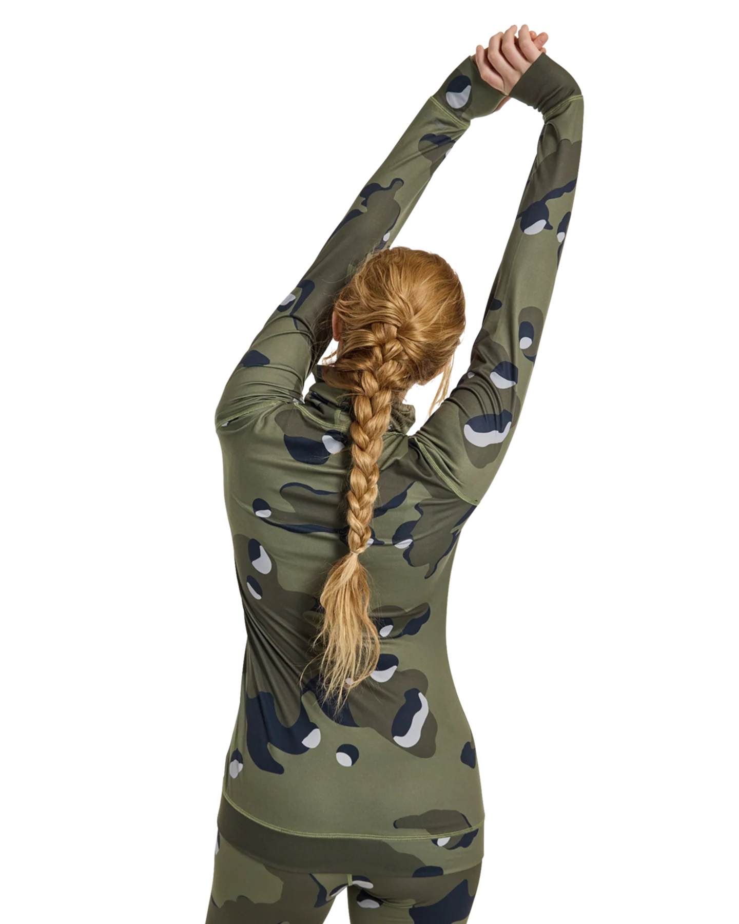 Burton Women's Midweight Base Layer Long Neck Shirt - Forest Moss Cookie Camo - Image 2