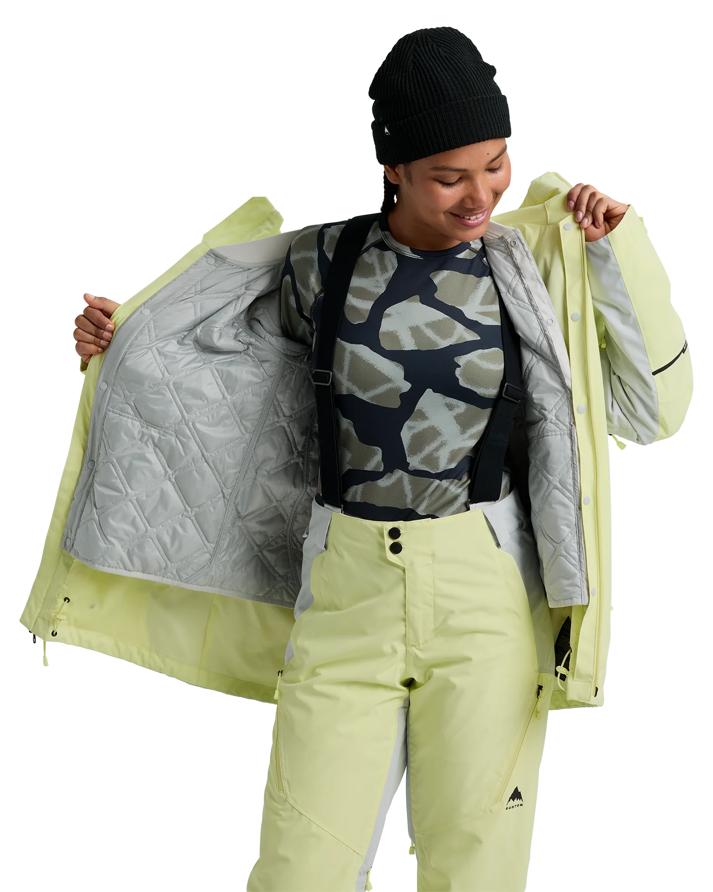 Burton Women's Reserve 2L 3-In-1 Snow Jacket - Glow Yellow Green/Gray Cloud - Image 3