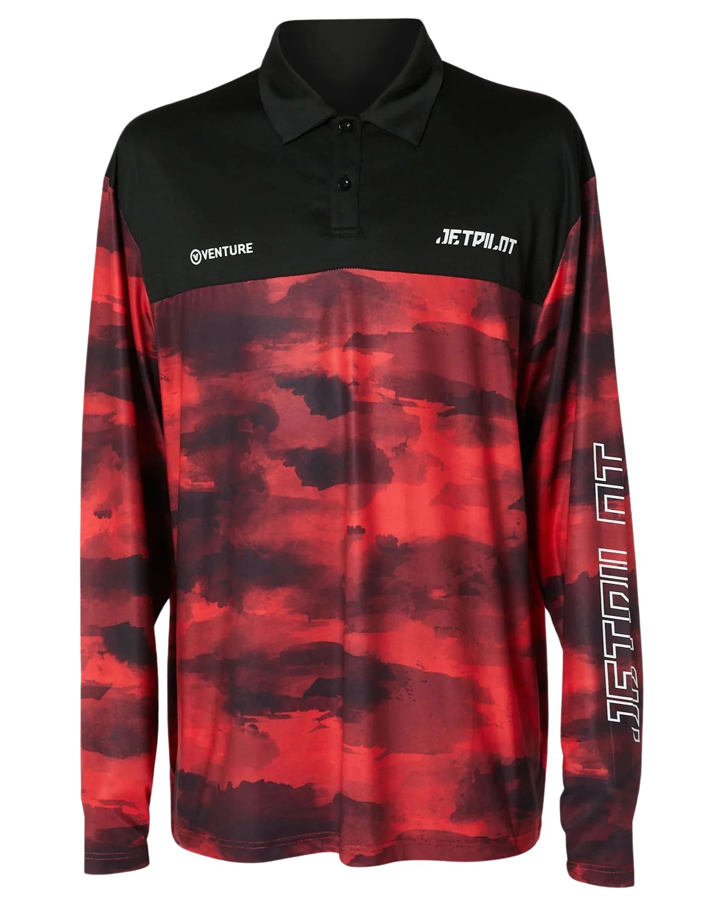 Jetpilot Venture Men's LS Fishing Polo - Red Camo