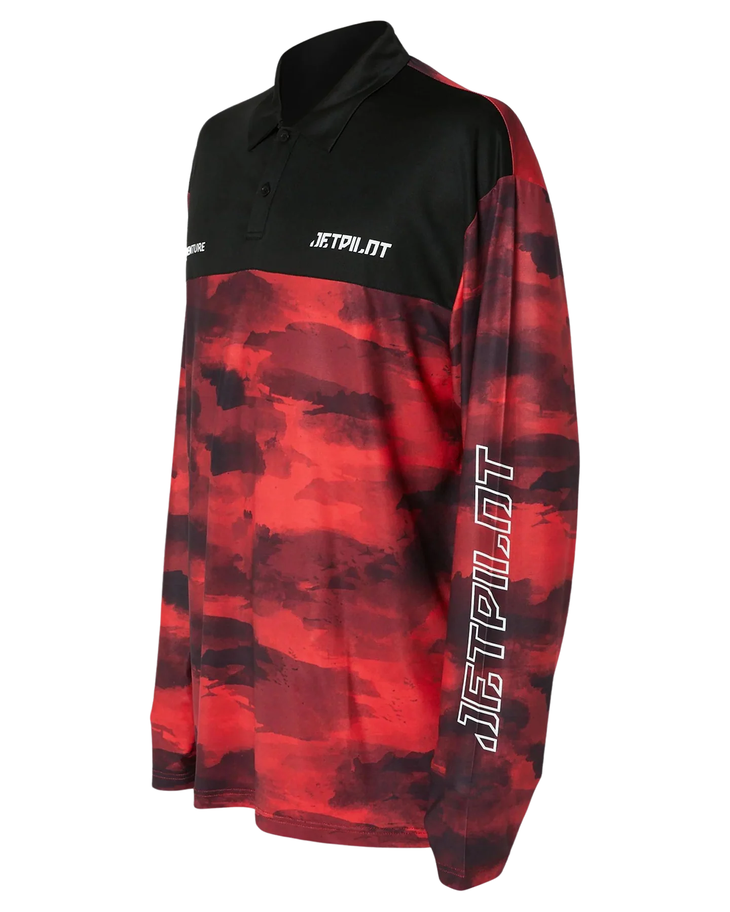 Jetpilot Venture Men's LS Fishing Polo - Red Camo - Image 3