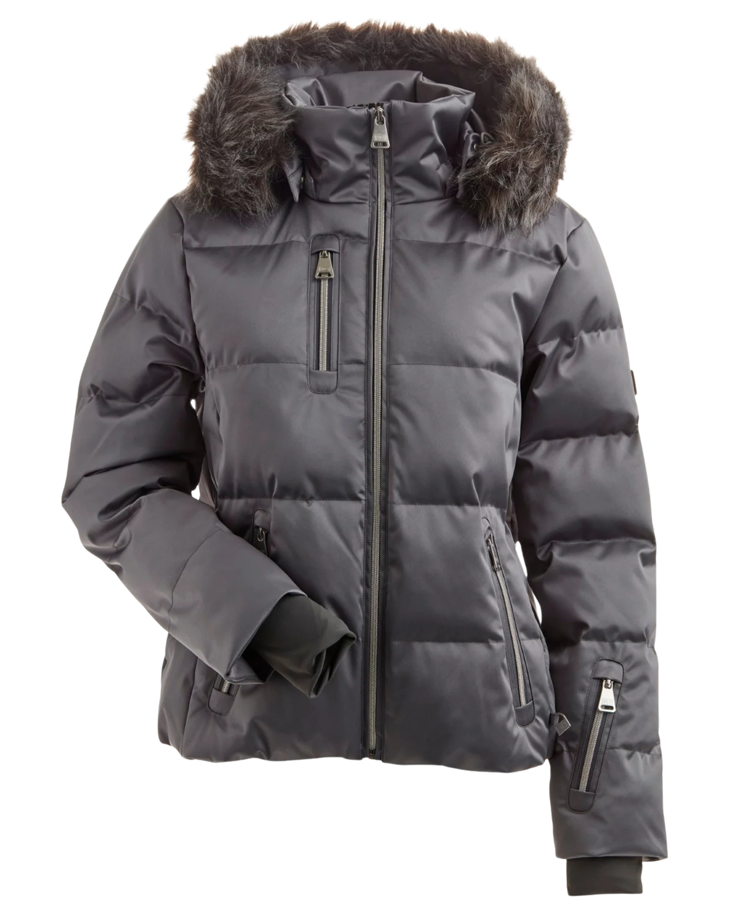 Nils Women's Skylar Metallic Faux Fur Snow Jacket - Graphite